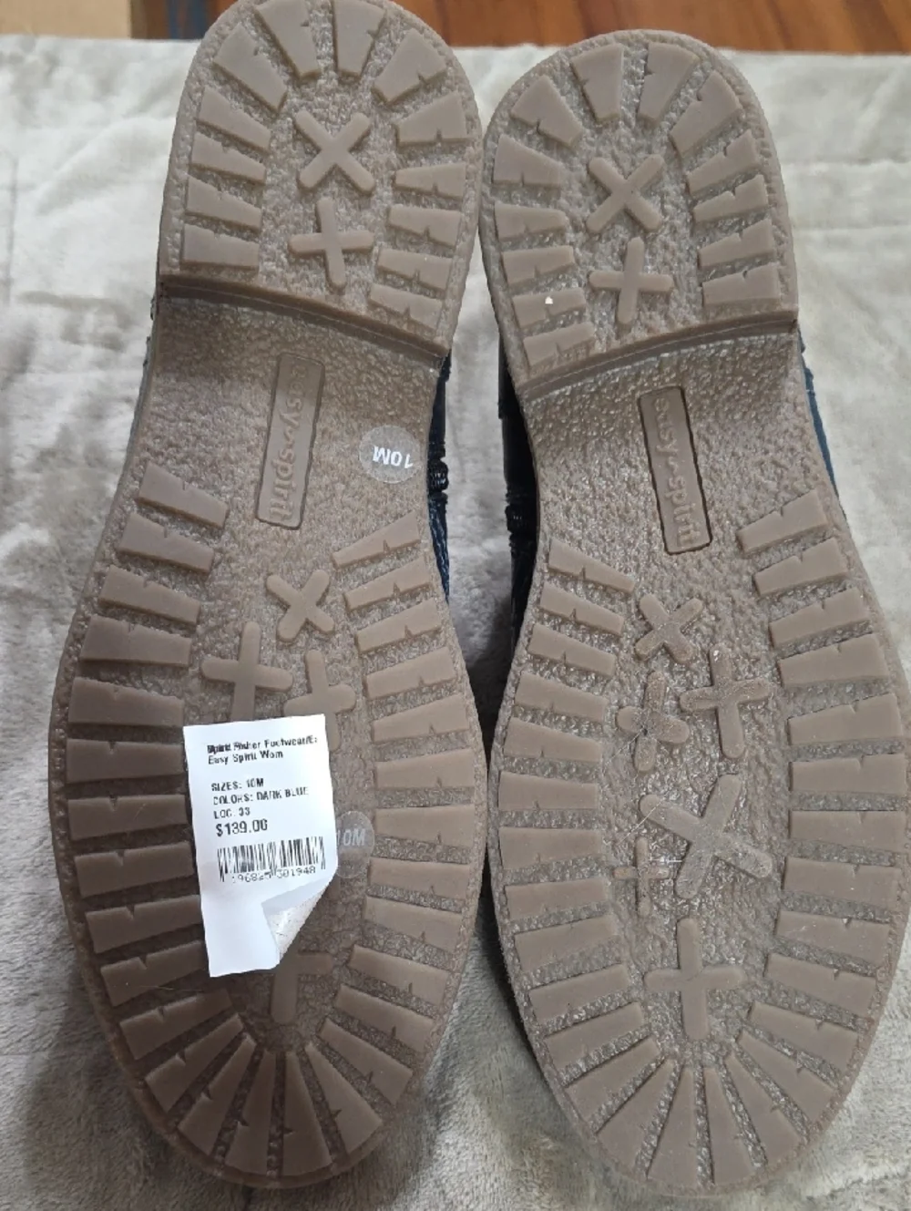 NWT Easy Spirit Women's‎ Leather Chukka Boots Dark Blue  Side Zip Comfort Sz 10